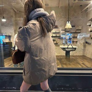 Full Zip 300Gram Duck Fur Fill Lined Hood Puffer Jacket Size S Parka Coat